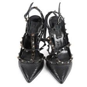 Valentino Black Watersnake Rockstud heels (37.5)